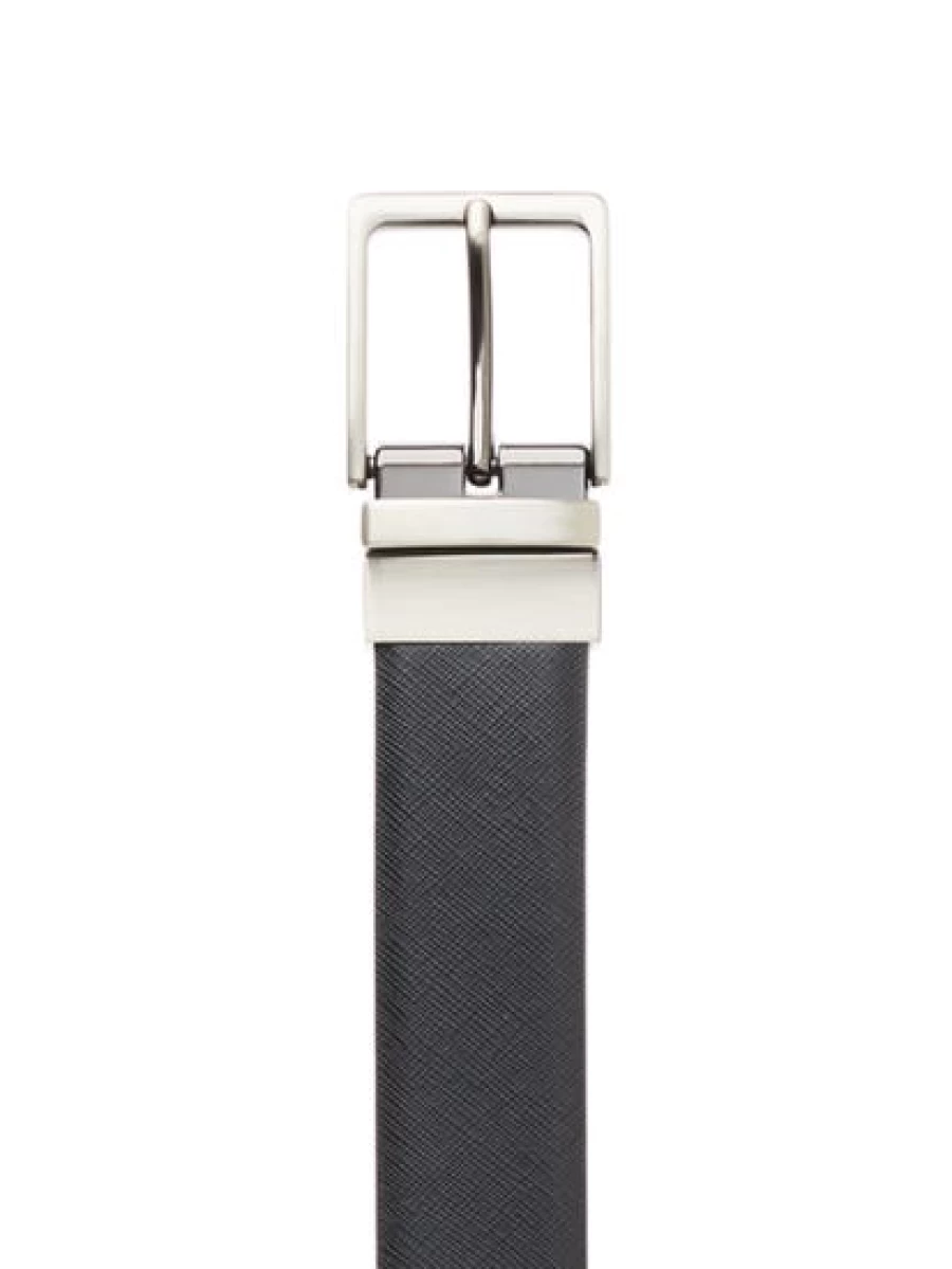 Men's Traders Black Reversible Genuine Split Leather Belt for Casual & Formal Wear