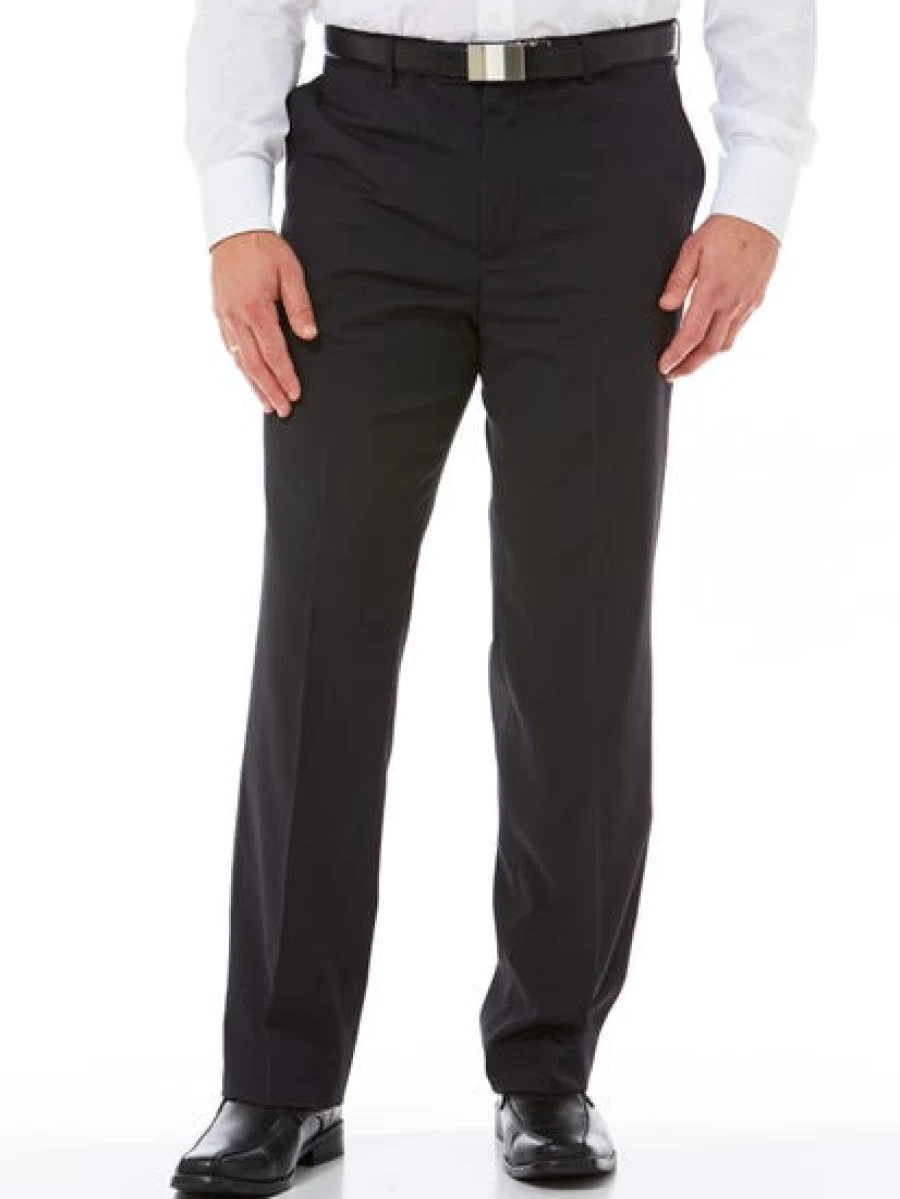 Robert Huntley Men's Navy Microfibre Trousers - Regular Fit Comfortable Office Wear