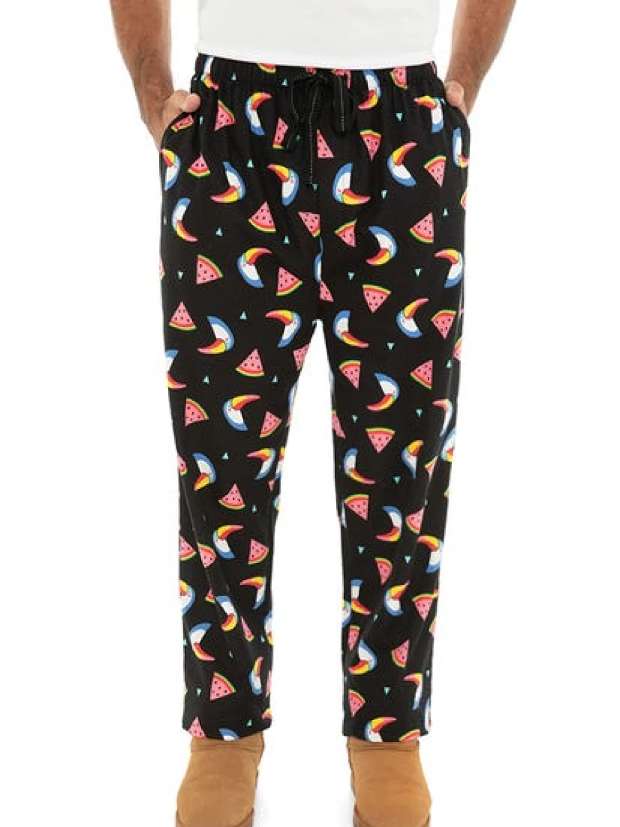 Men's Black Tropical Print Pajama Pants by Traders - Comfortable Sleepwear