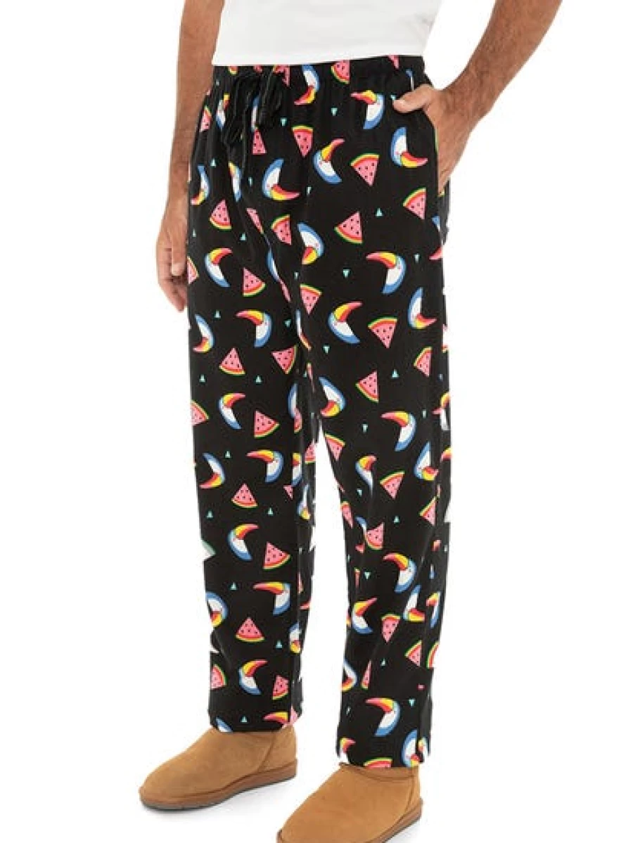 Men's Black Tropical Print Pajama Pants by Traders - Comfortable Sleepwear