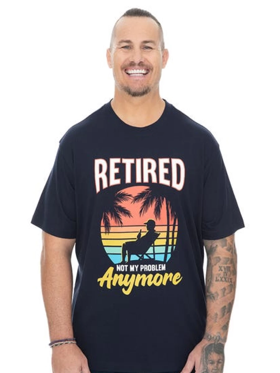 DBK Men's Funny Retirement T-Shirt - Big & Tall Comfort Fit - "Not My Problem" Graphic Tee