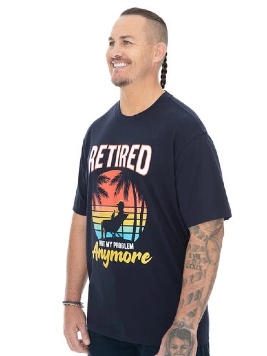 DBK Men's Funny Retirement T-Shirt - Big & Tall Comfort Fit - "Not My Problem" Graphic Tee