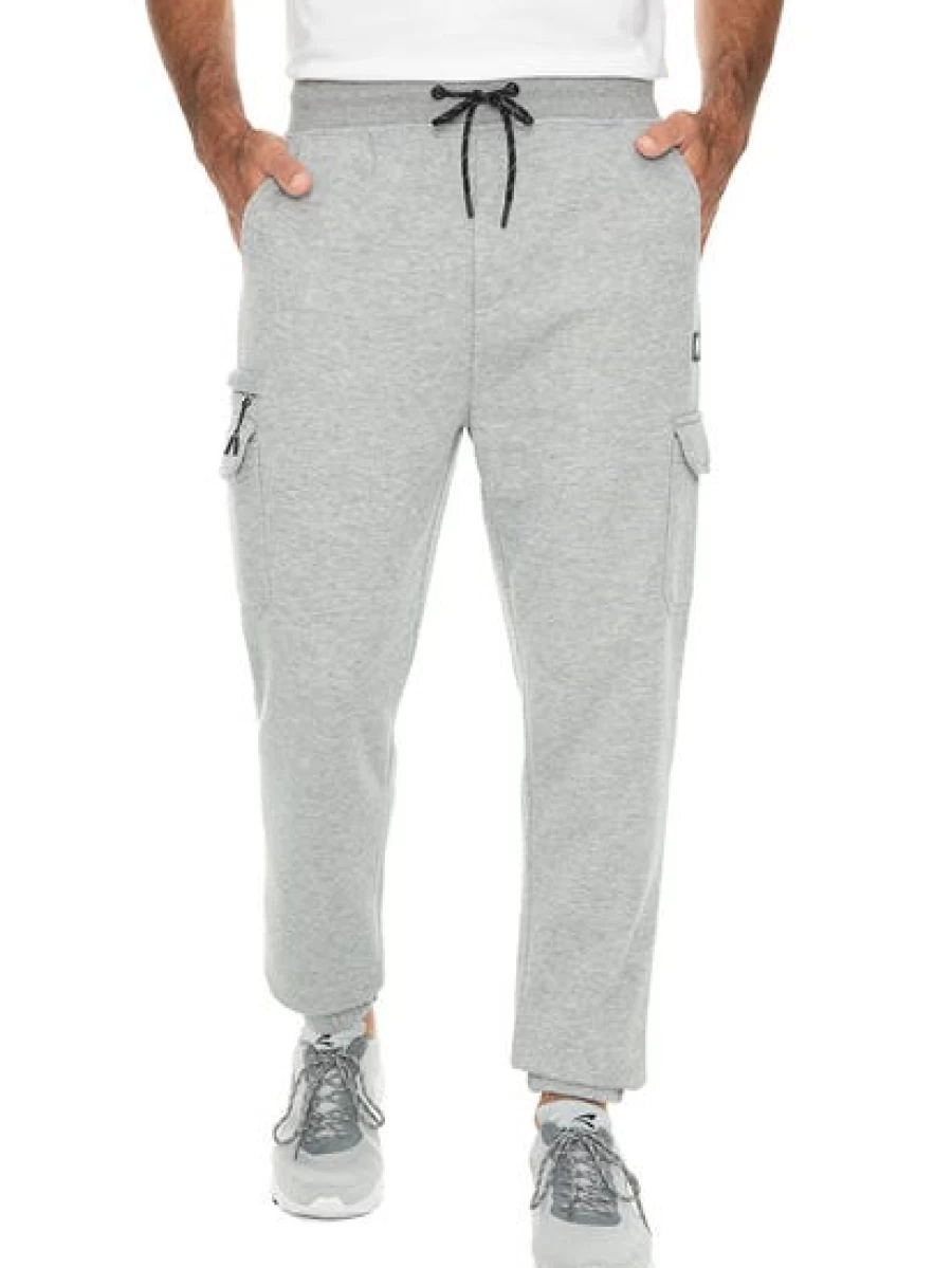 Men's TROJAN Fleece Track Pants with Side Zippers - Grey Marle
