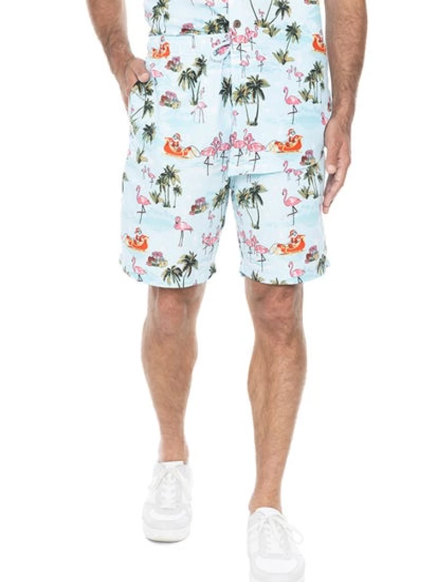 Lowes Men's Christmas Printed Aqua Shorts Holiday Casual Wear
