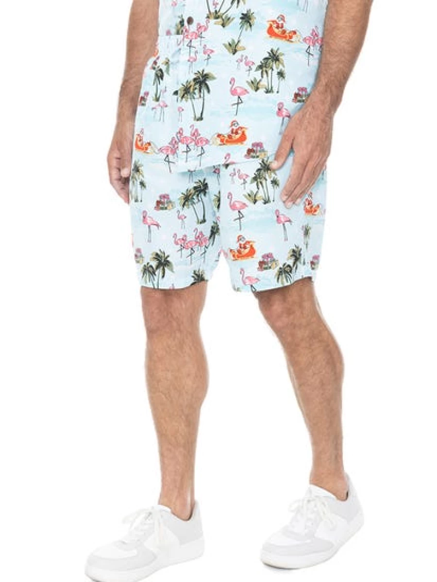 Lowes Men's Christmas Printed Aqua Shorts Holiday Casual Wear