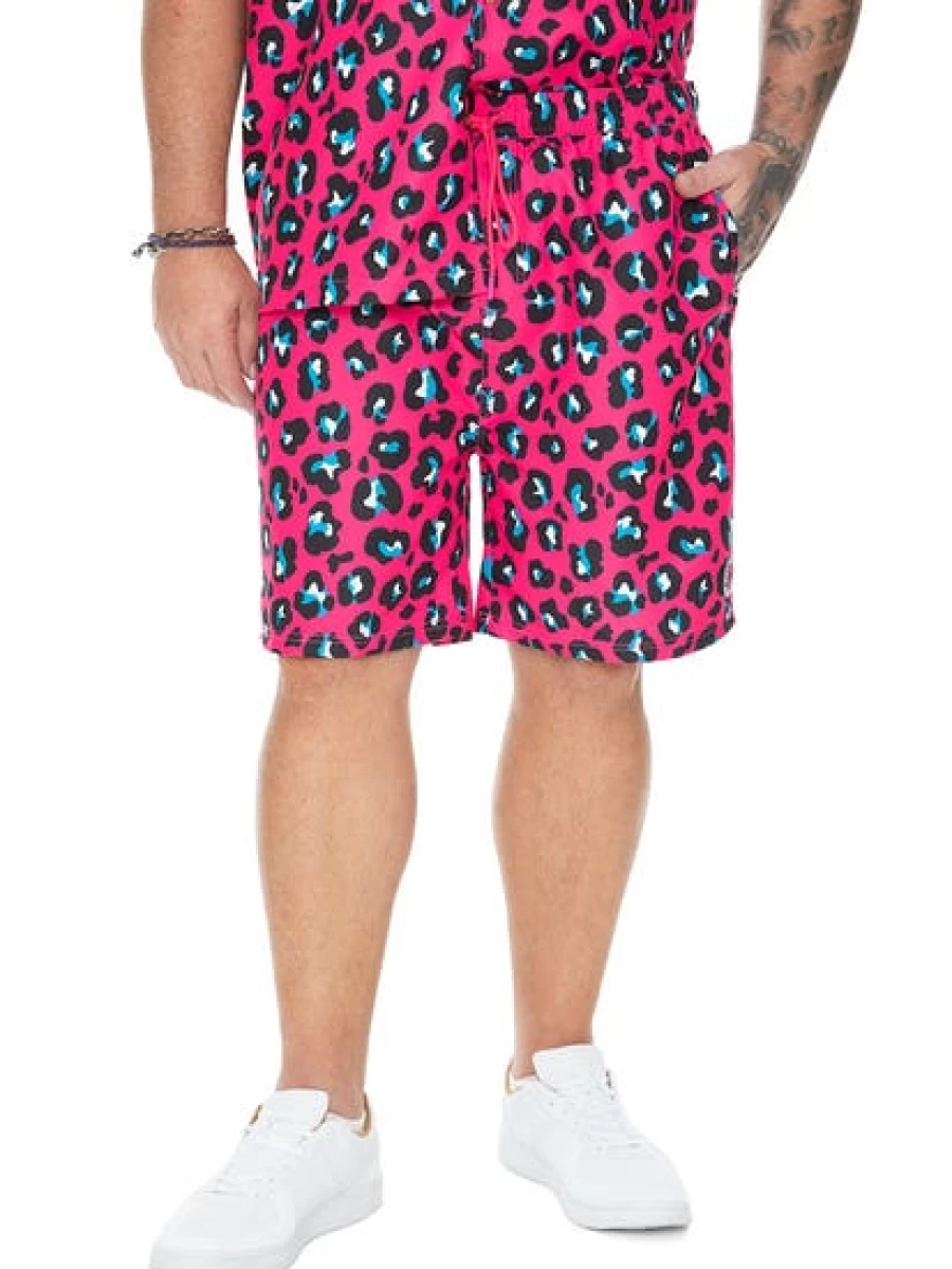BUILT N FIT Men's Neon Animal Print Workout Shorts - Gym & Running Athletic Shorts