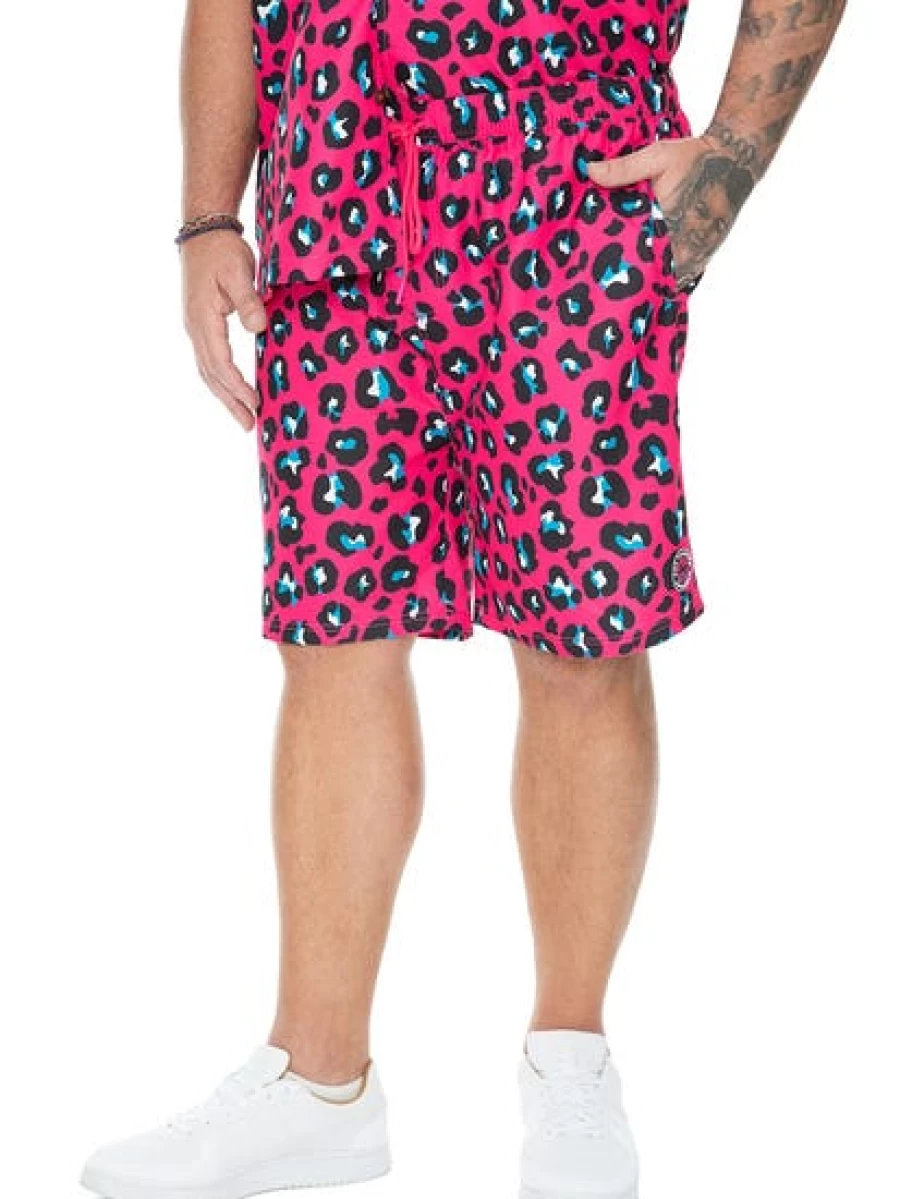 BUILT N FIT Men's Neon Animal Print Workout Shorts - Gym & Running Athletic Shorts
