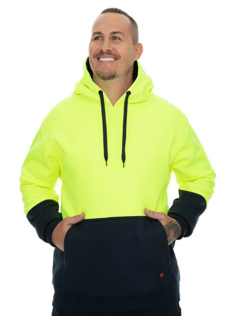 Men's Traders High Visibility Pullover Hoodie - Yellow & Navy Safety Workwear