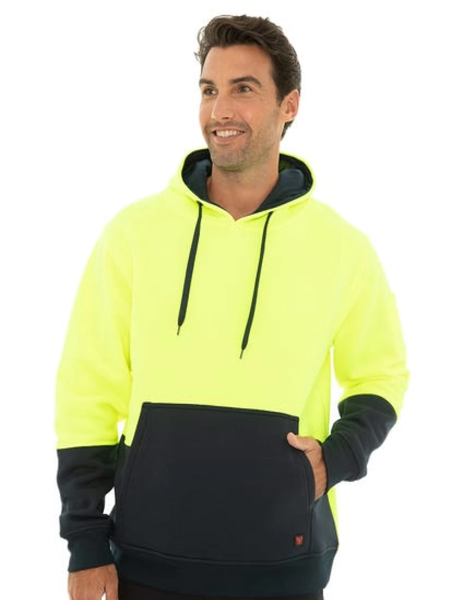 Men's Traders High Visibility Pullover Hoodie - Yellow & Navy Safety Workwear