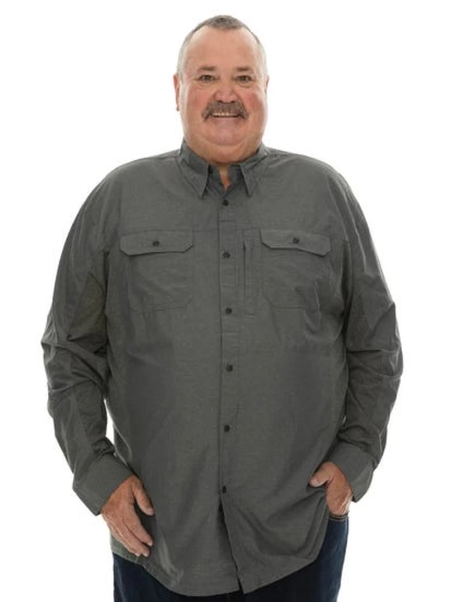 Outer Peak Men's Dark Grey Long Sleeve Casual Shirt for Outdoor Activities