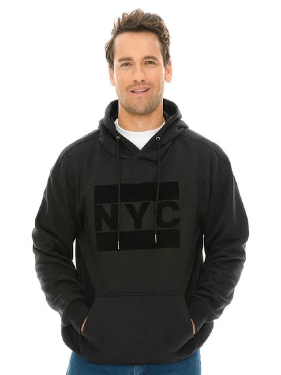 Prodigy Men's Black NYC Printed Popover Hoodie - Stylish Streetwear Pullover