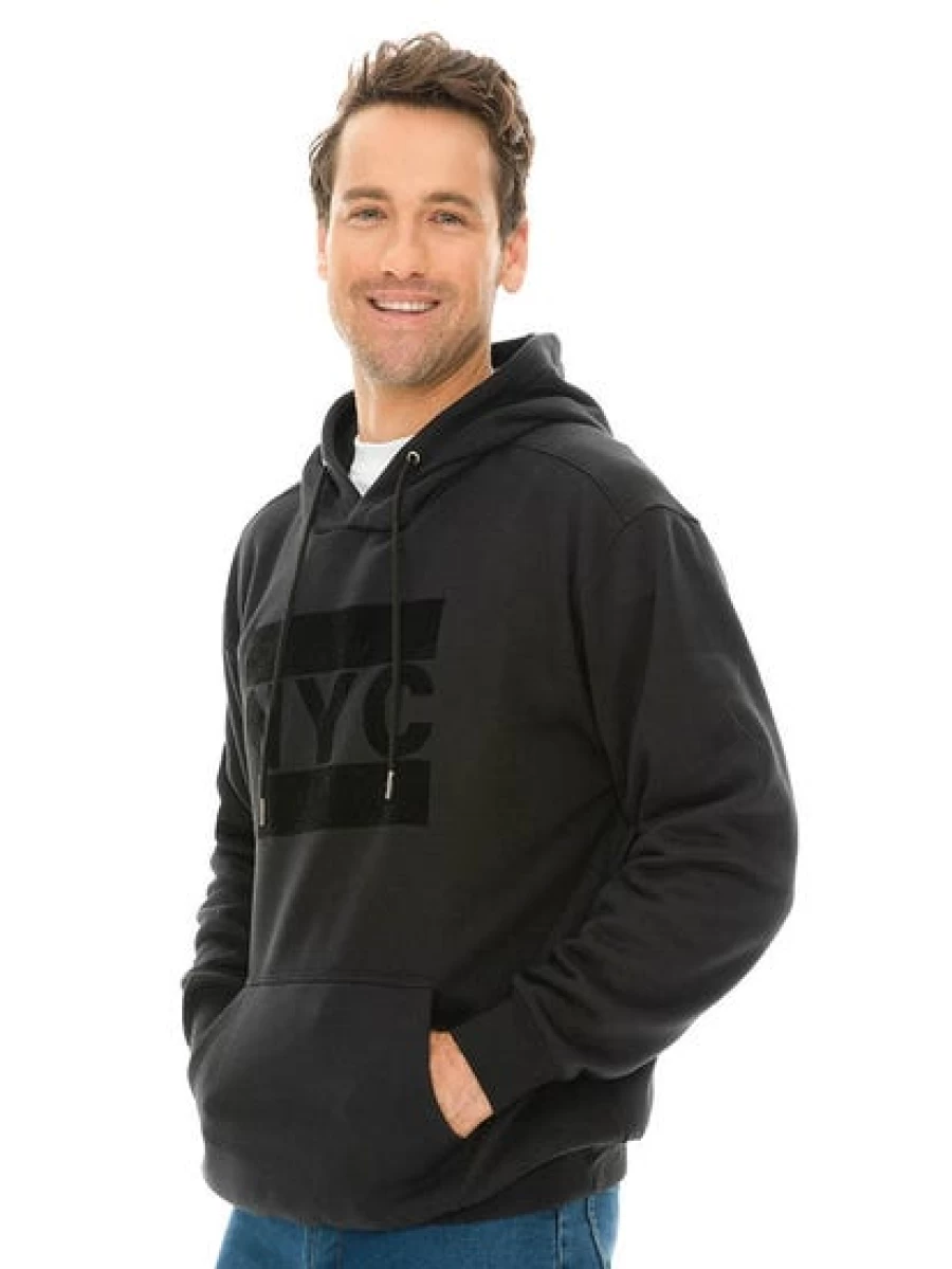 Prodigy Men's Black NYC Printed Popover Hoodie - Stylish Streetwear Pullover