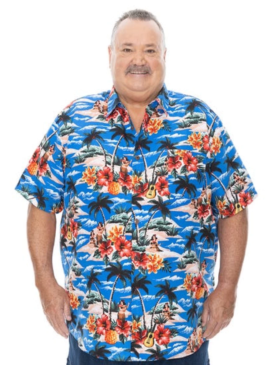 DBK Men's Big & Tall Hawaiian Aloha Shirt - Tropical Hula Print Short Sleeve Button Up