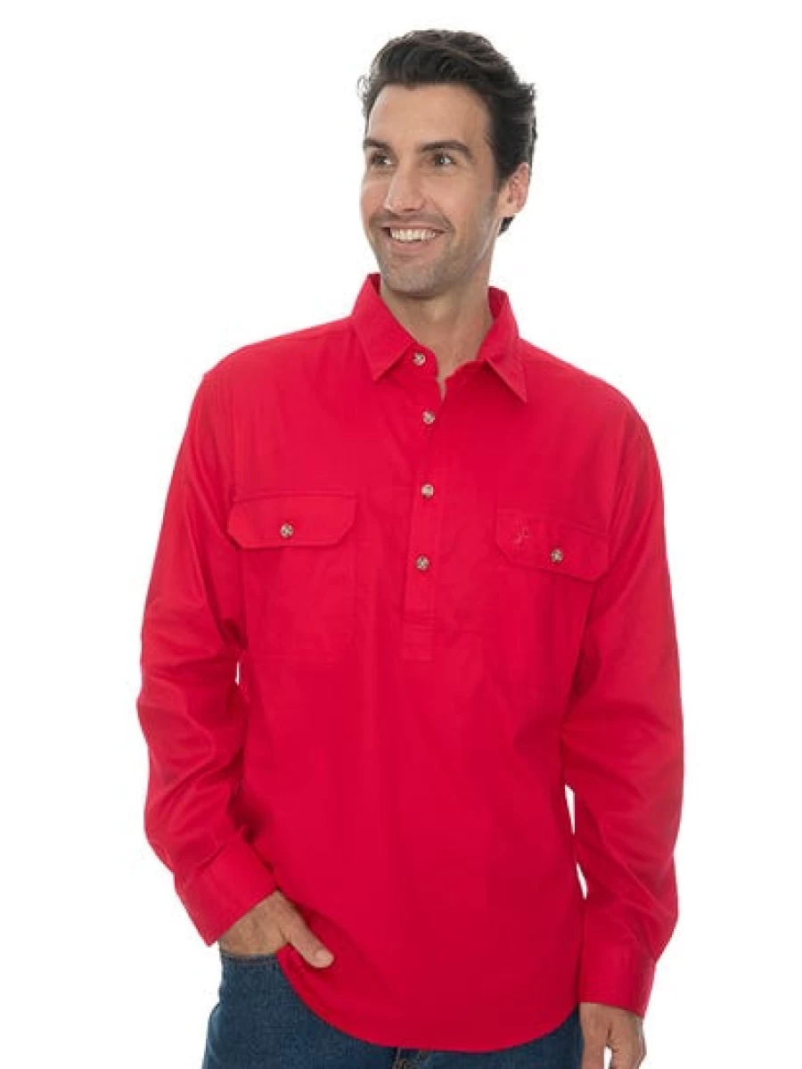 Lowes Men's Black & White Flannel Shirt with 1/4 Placket - Soft Plaid Long Sleeve Button-Up