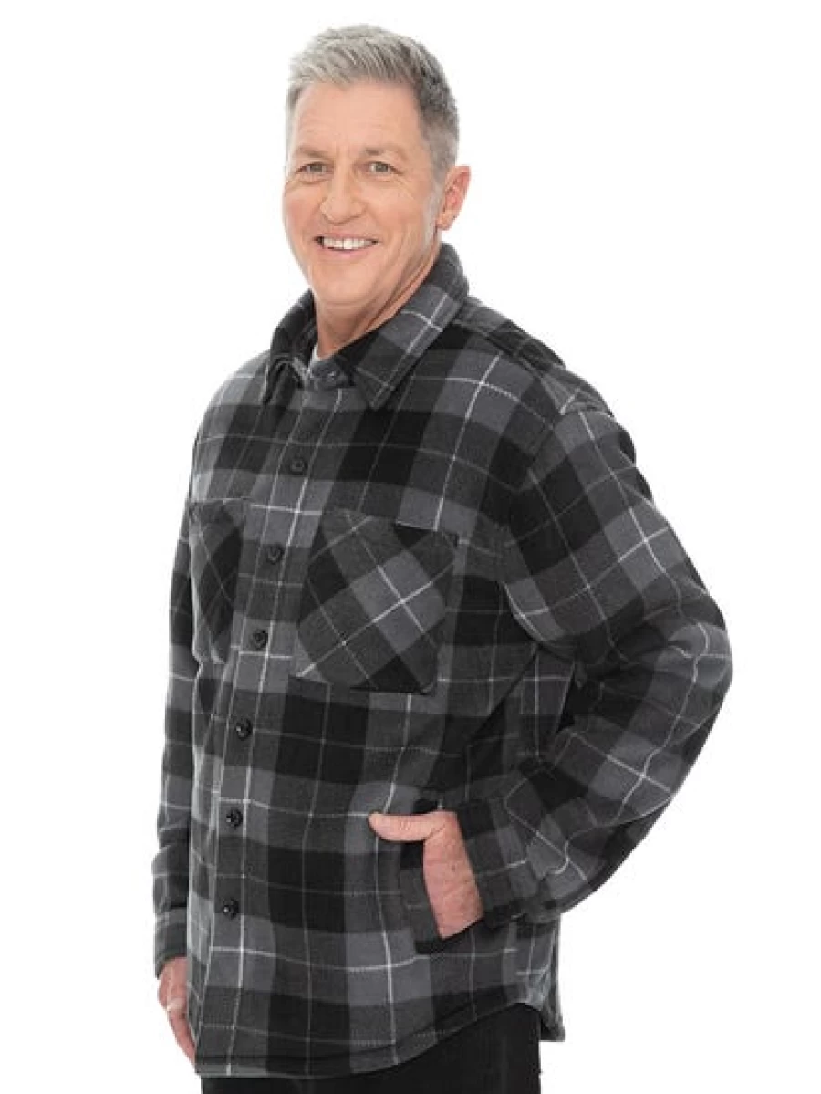 Lowes Men's Black and White Shacket - Casual Plaid Shirt Jacket