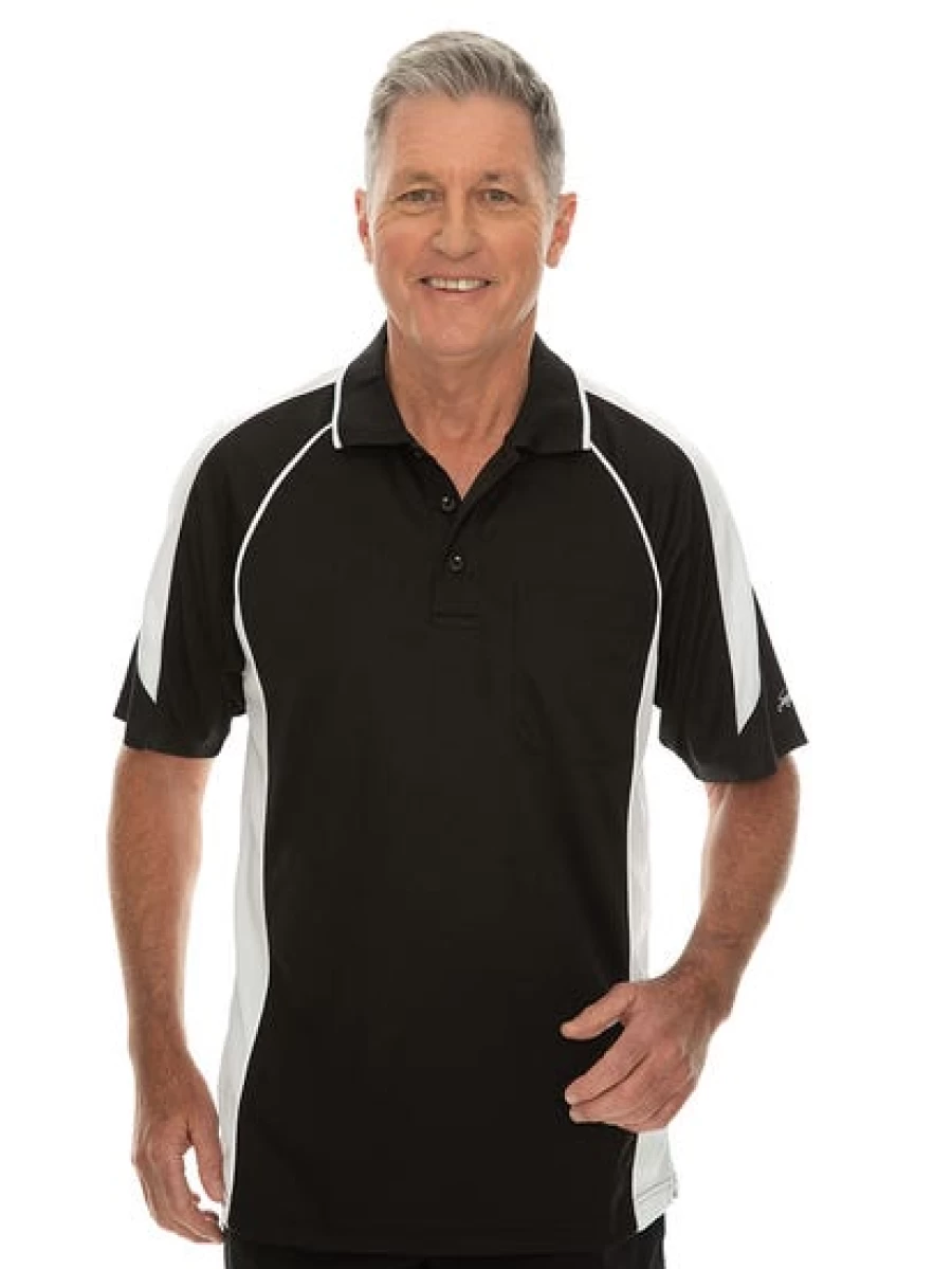Cougars Men's Quick Dry Black & White Spliced Polo Shirt - Moisture Wicking Performance Top