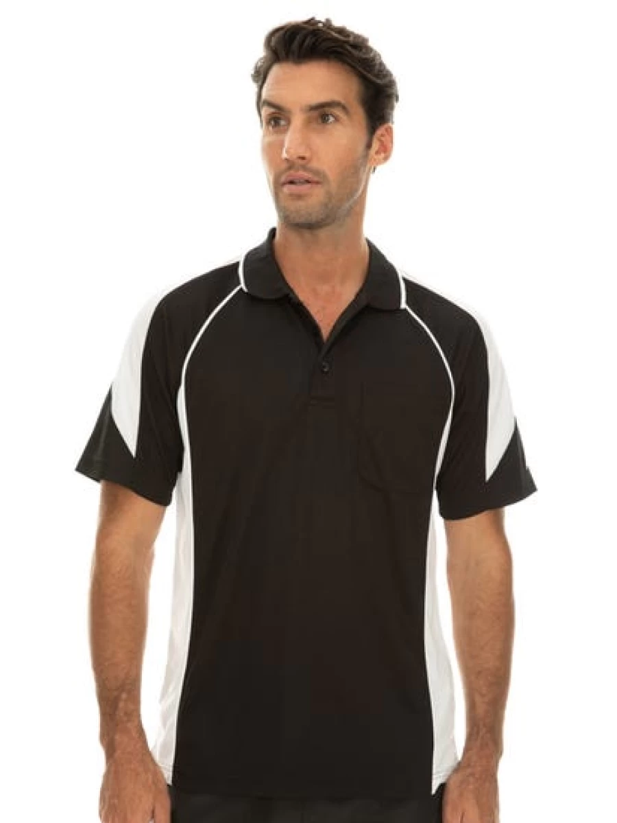 Cougars Men's Quick Dry Black & White Spliced Polo Shirt - Moisture Wicking Performance Top