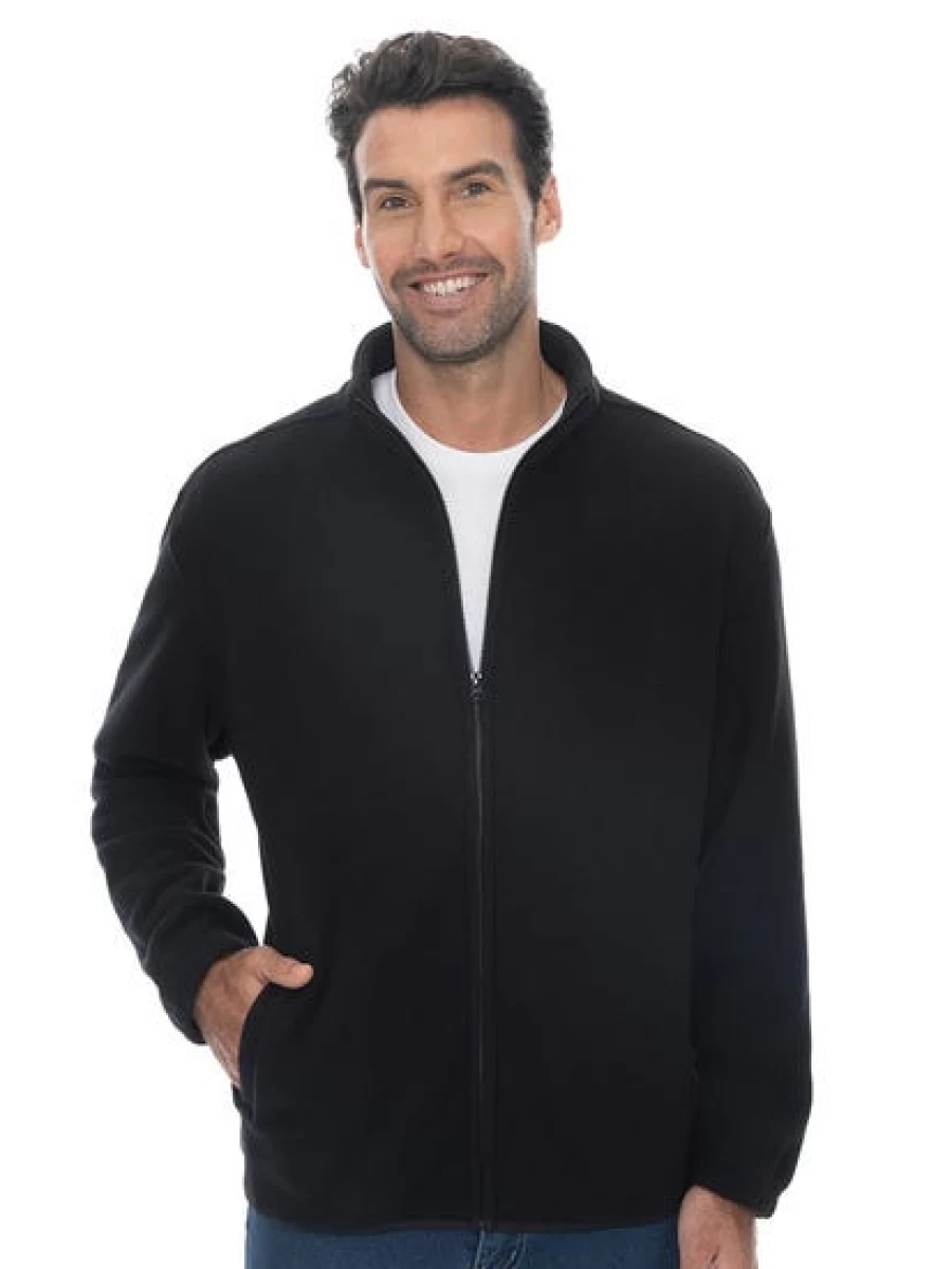 Lowes Men's Black Polar Fleece Zip-Up Jacket - Warm Winter Outerwear
