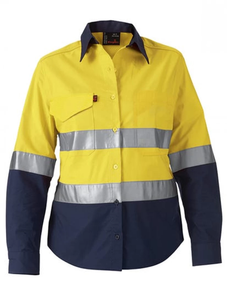 King Gee Men's Reflective Hi-Vis Workcool 2 Safety Shirt - High Visibility Yellow Workwear