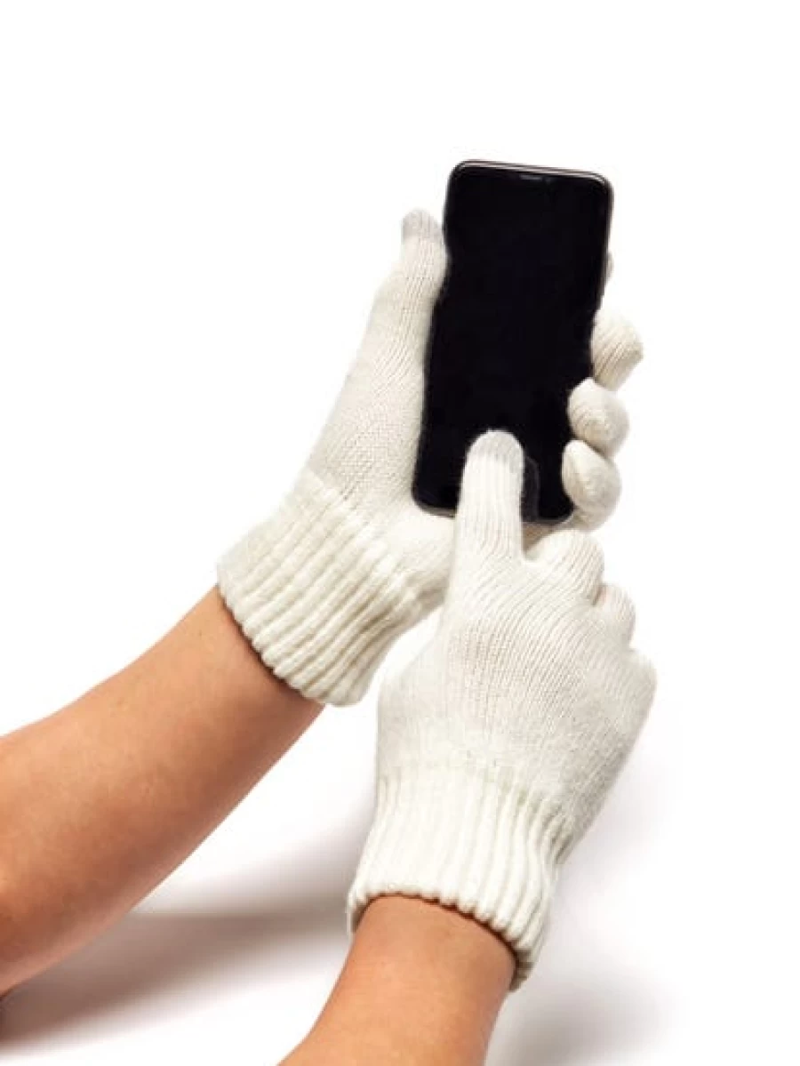Cougars Men's Full Finger Touchscreen Gloves - White Winter Gloves for Cold Weather