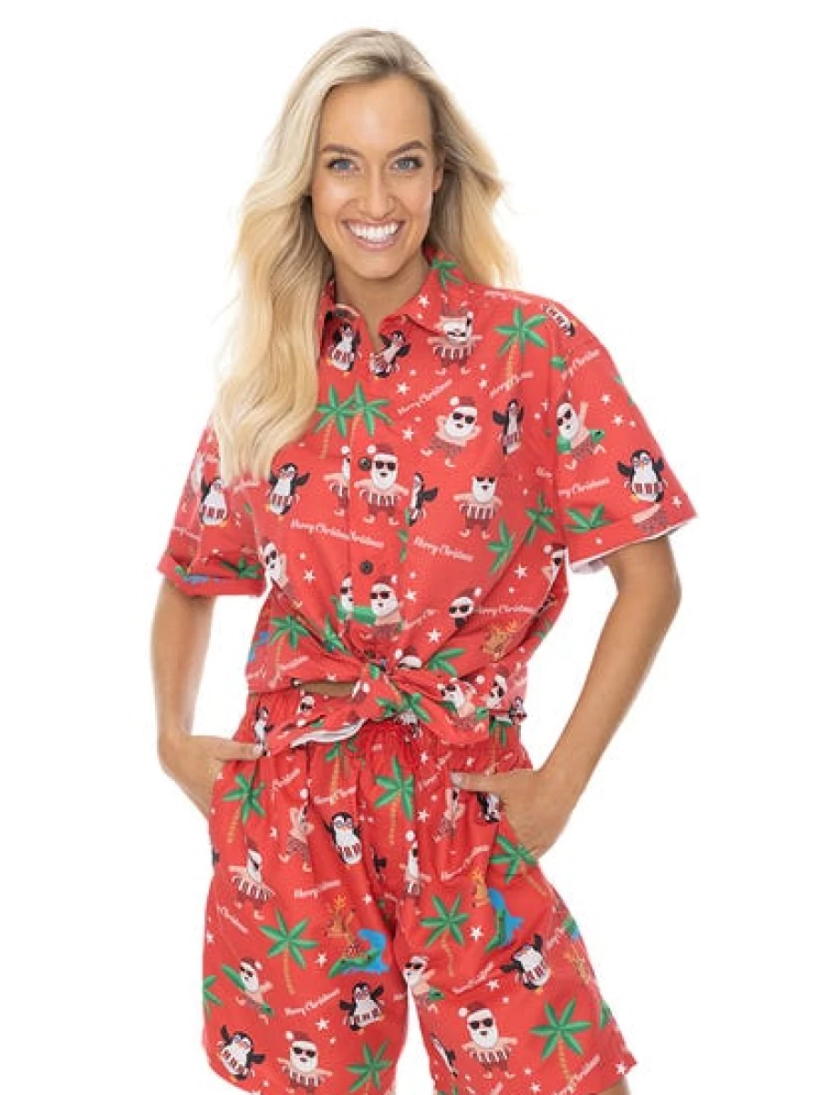 Lowes Men's Red Printed Christmas Holiday Shirt - Festive Xmas Tee