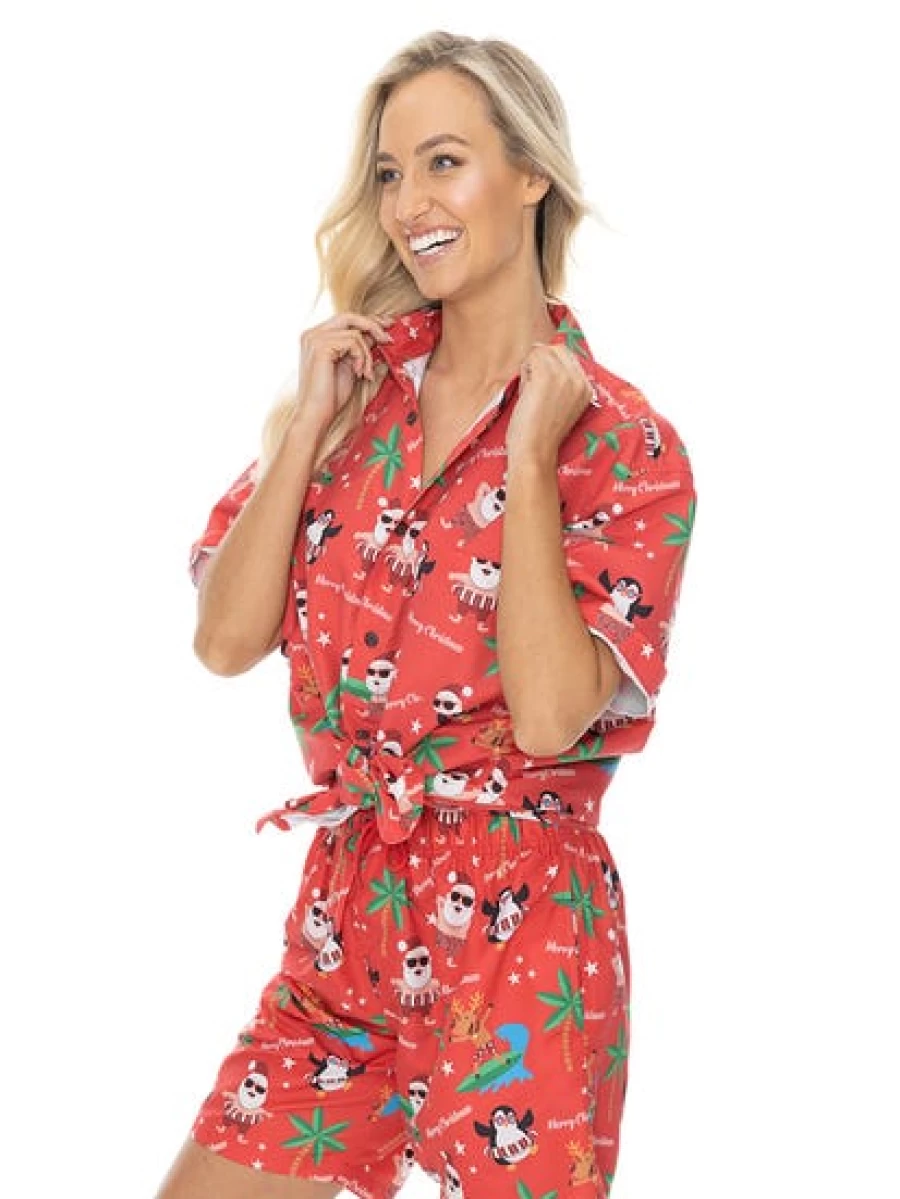 Lowes Men's Red Printed Christmas Holiday Shirt - Festive Xmas Tee