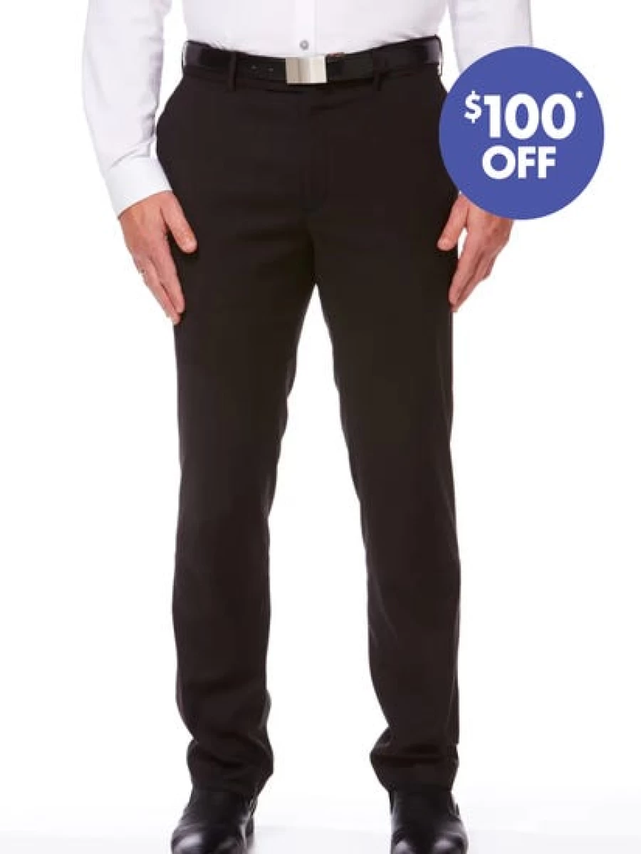 Perizzi Men's Slim Fit Black Suit Trousers for Formal Wear
