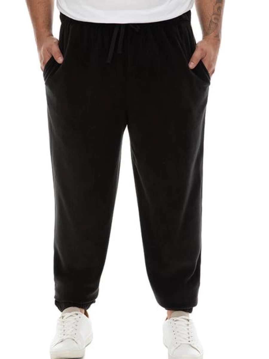 DBK Men's Black Polar Fleece Track Pants - Warm Winter Joggers & Casual Lounge Pants