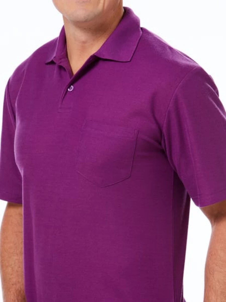 Lowes Men's Fuschia Polo Shirt with Pocket - Classic Fit Casual Top
