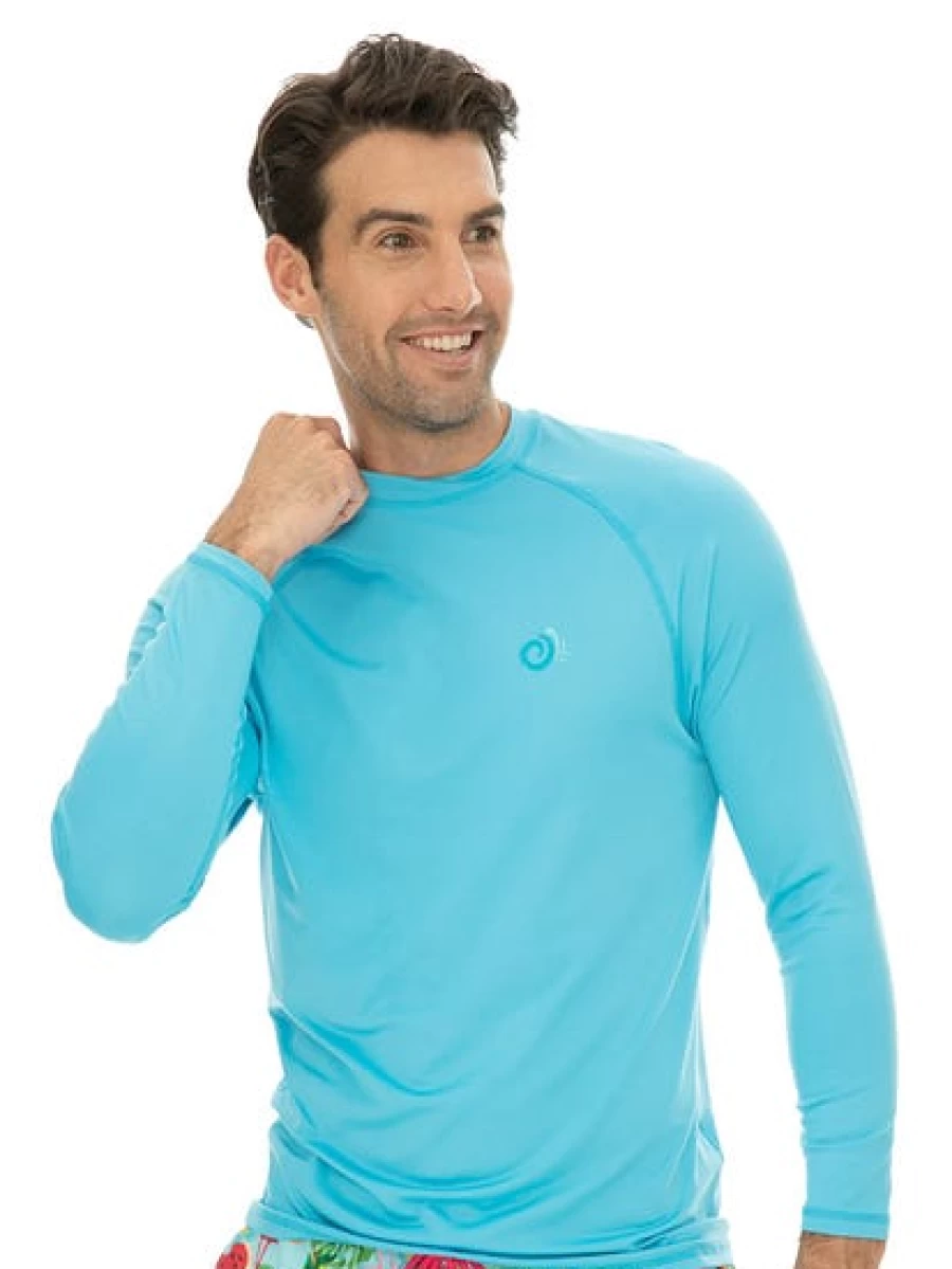 Riley Adams Men's Aqua Rash Guard Shirt - Quick-Dry UV Protection Swim Top