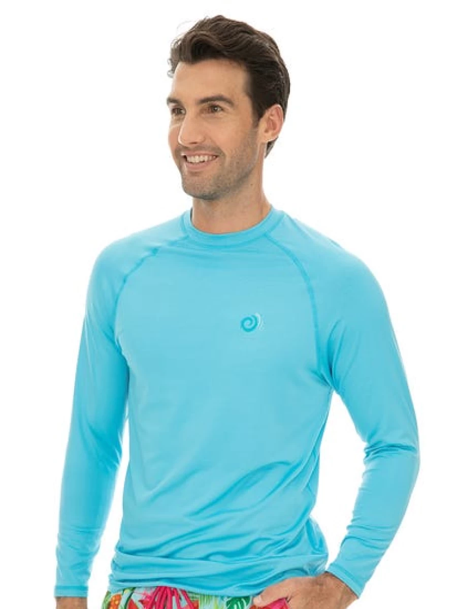 Riley Adams Men's Aqua Rash Guard Shirt - Quick-Dry UV Protection Swim Top
