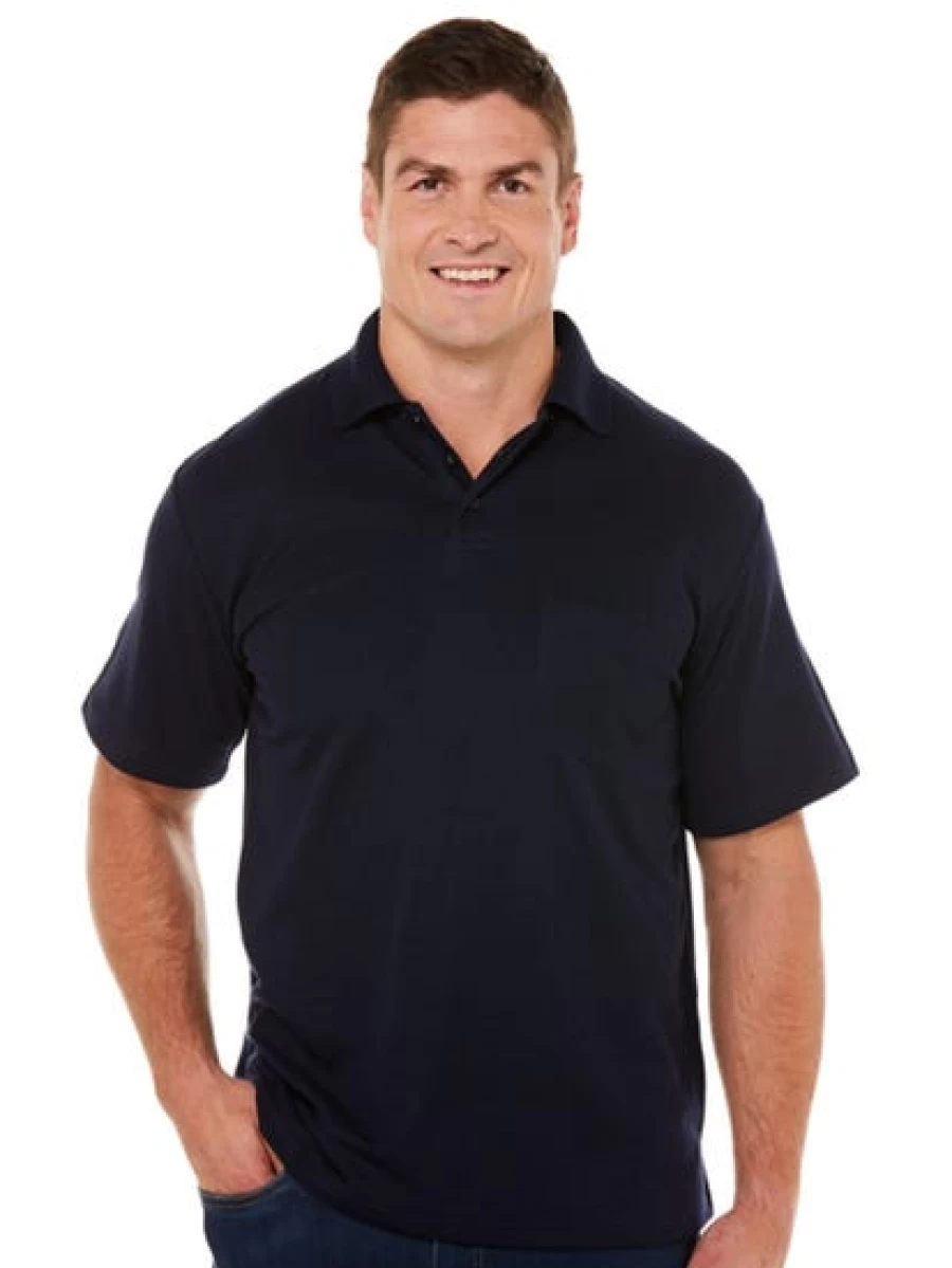 Lowes Men's Navy Polo Shirt with Pocket - Classic Plain Top