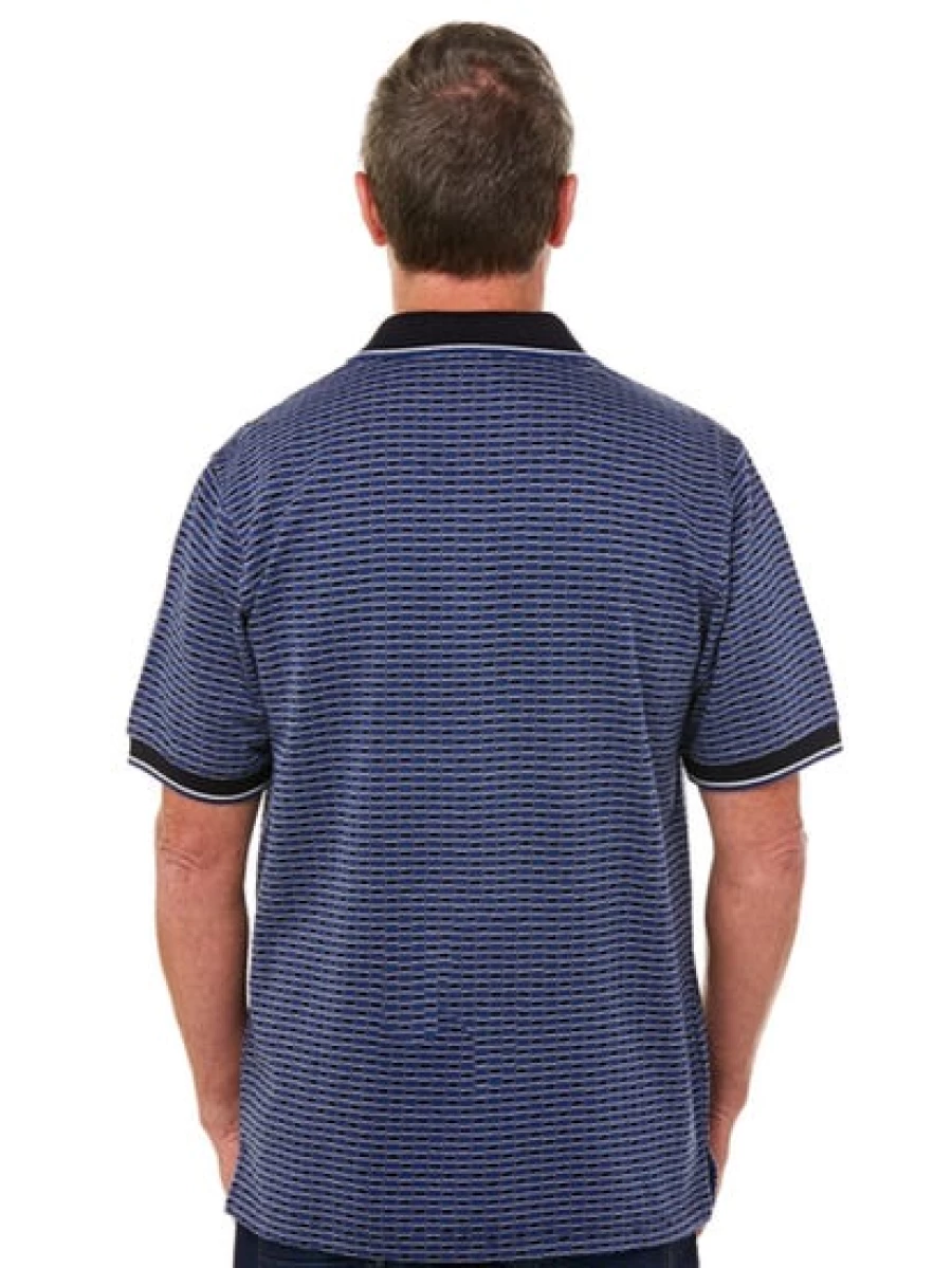 Cougars Men's Navy & Blue Striped Knit Polo Shirt