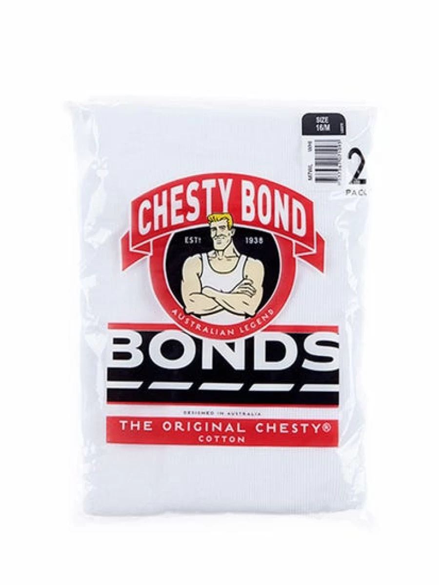 Lowes Men's Bonds Chesty White Singlets 2 Pack - Comfortable Cotton Undershirts