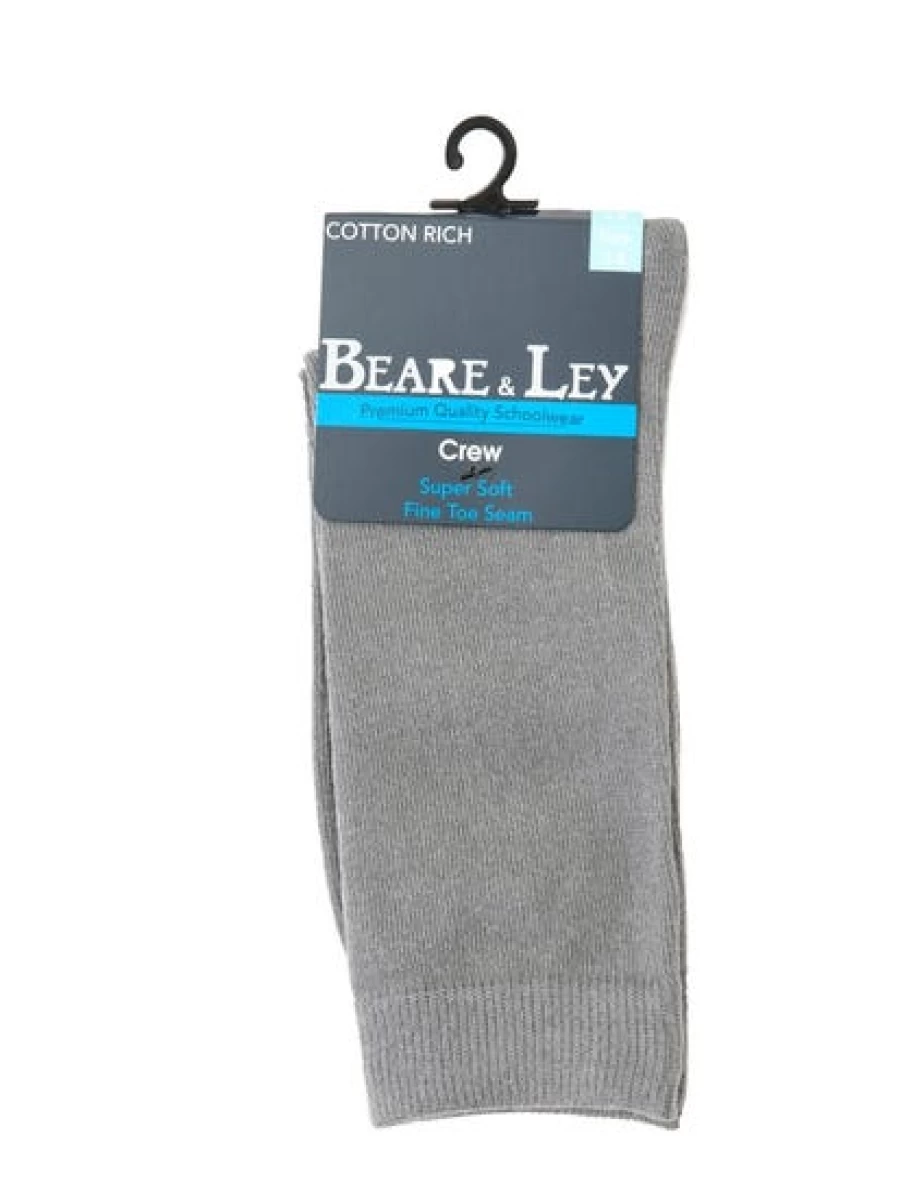 BEARE&LEY Men's Grey Trafalgar Crew Socks - Comfortable Casual Athletic Socks for Everyday Wear