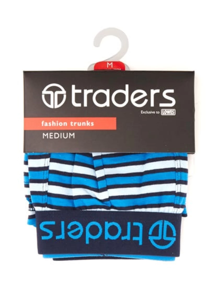 Men's Traders Blue & White Striped Cotton Trunks - Comfortable Boxer Shorts