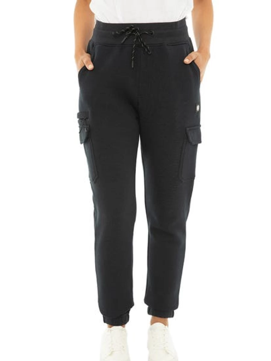 TROJAN Unisex Navy Fleece Track Pants with Side Zipper for Comfort & Style