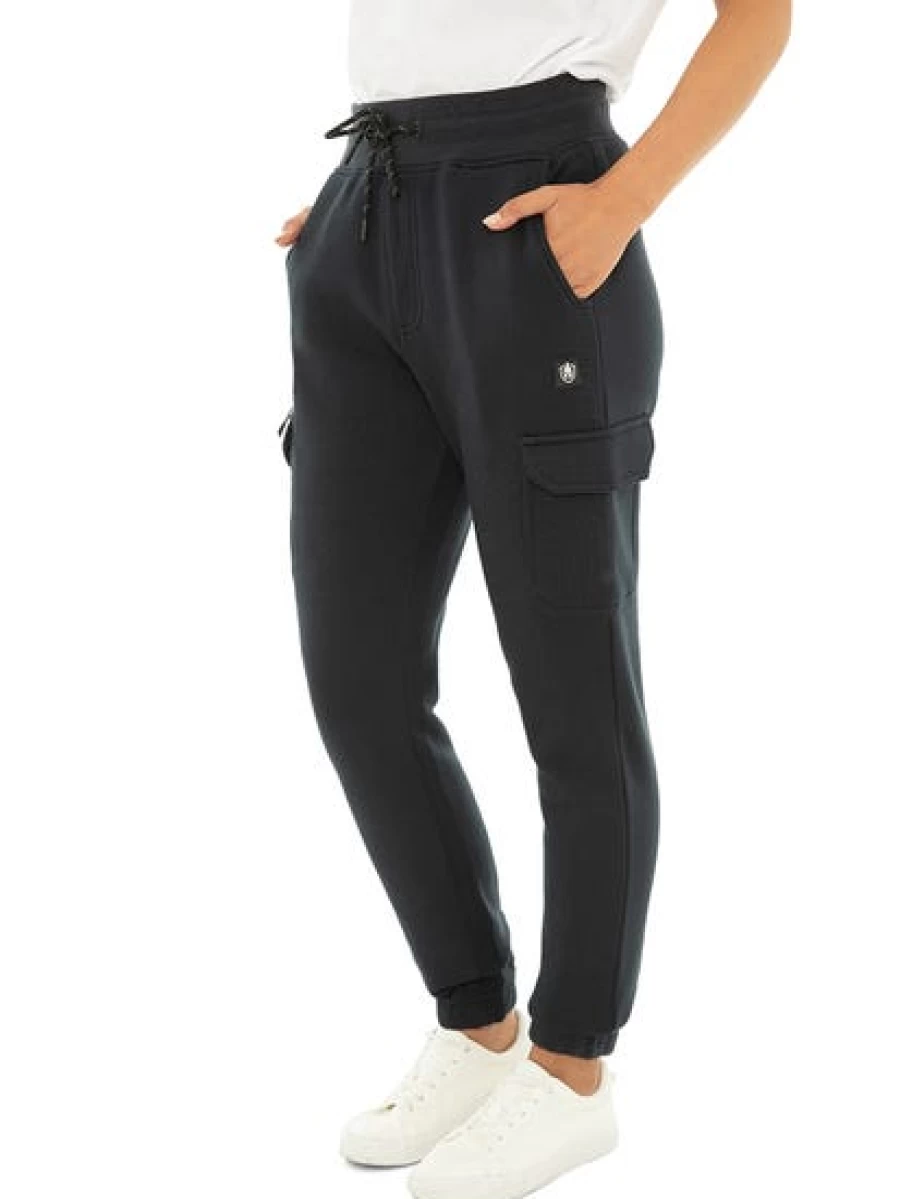 TROJAN Unisex Navy Fleece Track Pants with Side Zipper for Comfort & Style