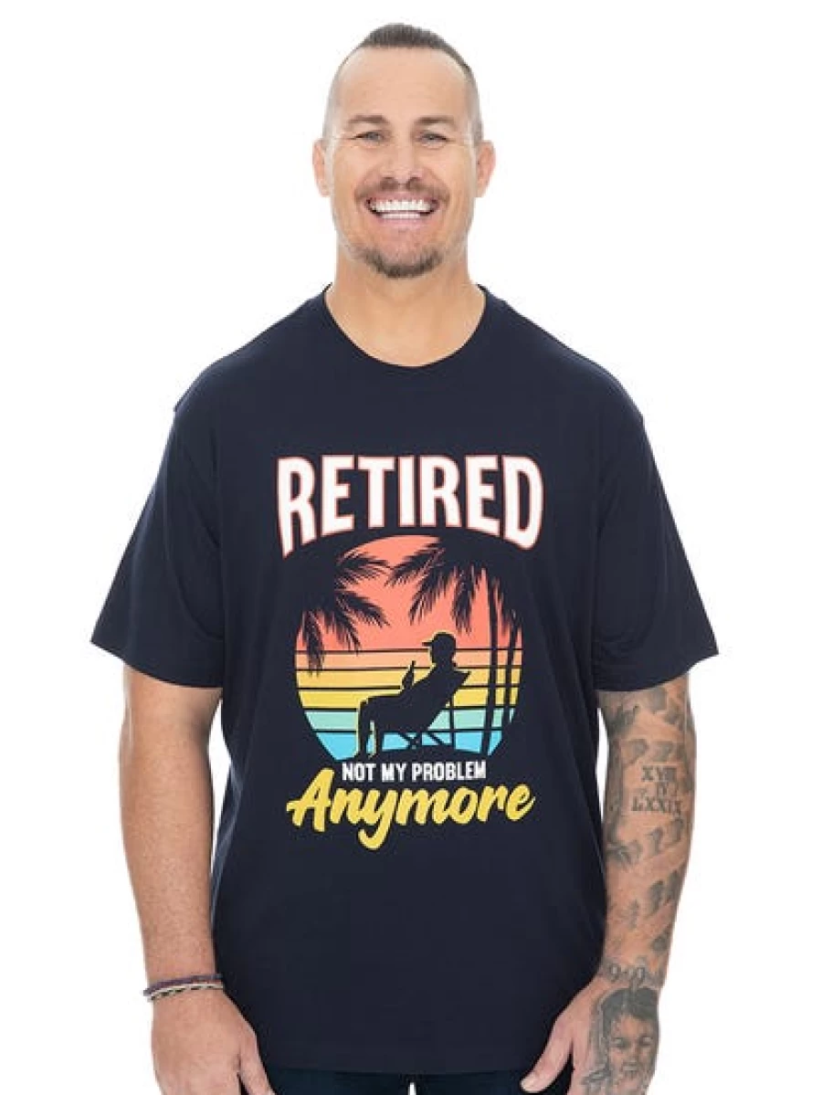 DBK Men's Funny Retirement T-Shirt - Big & Tall "Not My Problem" Humor Tee