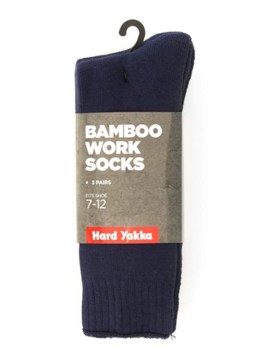 Lowes Men's Hard Yakka 3-Pack Bamboo Work Socks in Navy - Durable & Comfortable