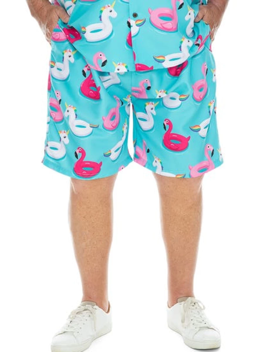 DBK Men's Big & Tall Beach Shorts - Fun Party Print for Summer Days