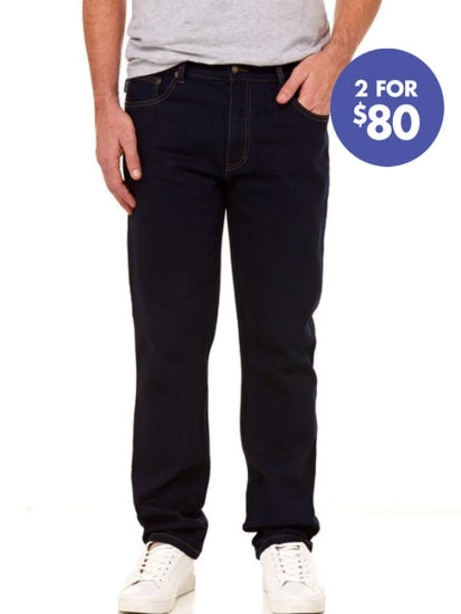 Street Men's Regular Fit Dark Blue Cotton Jeans - Classic Comfort & Style