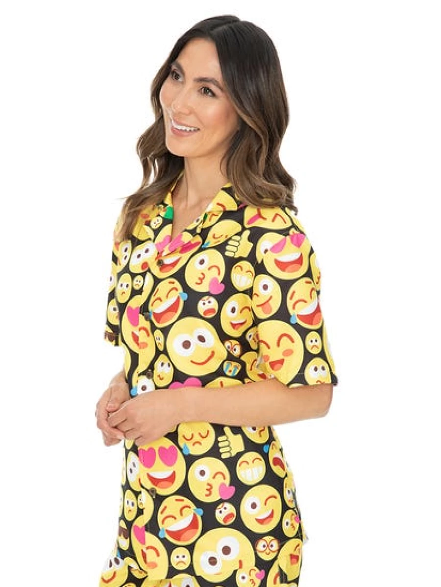 Pacifica Men's Short Sleeve Emoji Party Shirt in Black