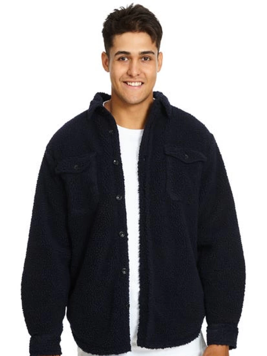 Lowes Men's Navy Blue Fleece Pullover Top