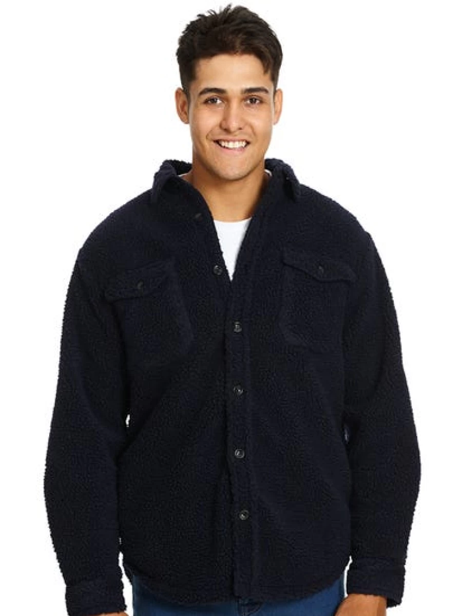 Lowes Men's Navy Blue Fleece Pullover Top
