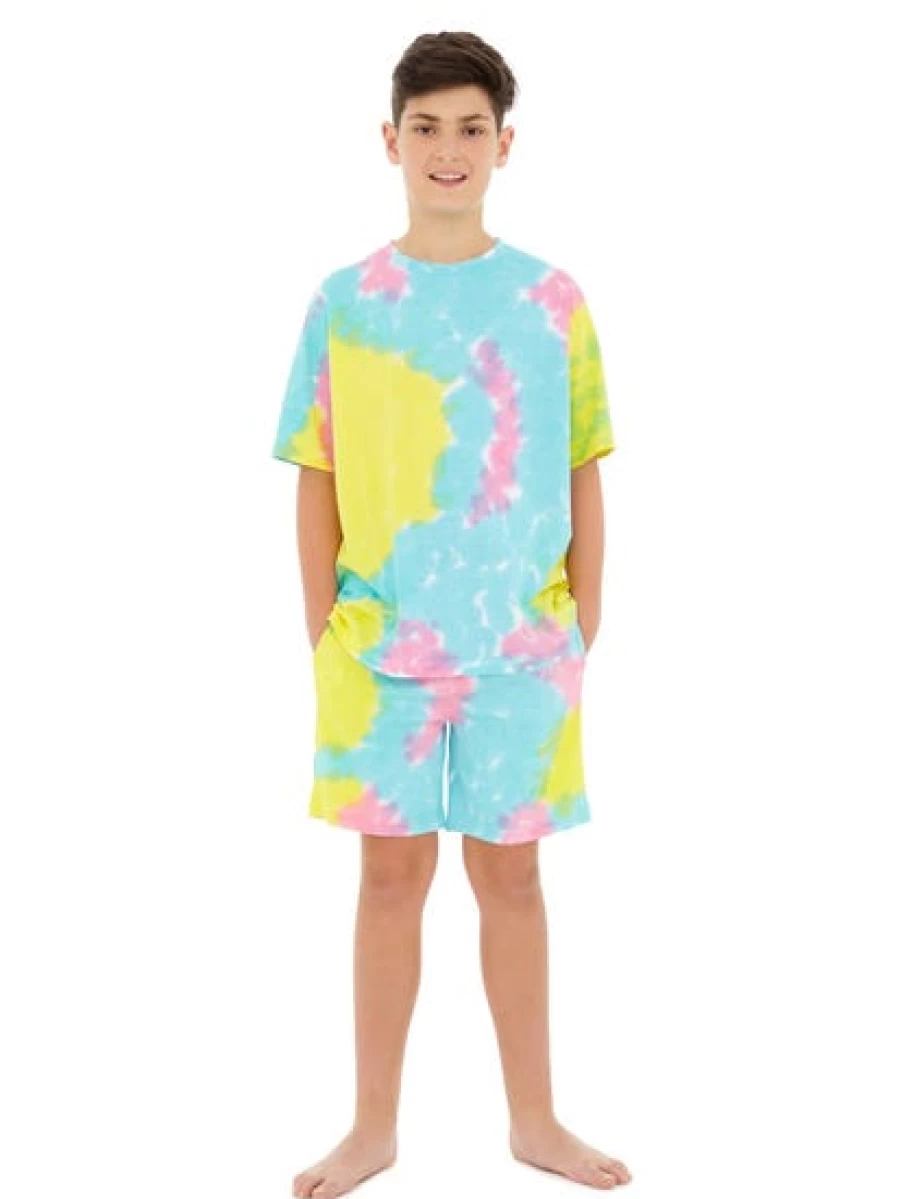 Lowes Kids' Yellow Tie-Dye Print Prodigy Shorts - Comfortable Playwear for Boys & Girls