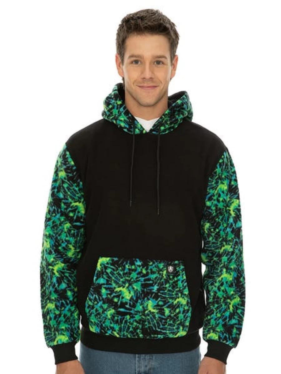 TROJAN Men's Black & Aqua Fleece Hoodie - Soft Warm Pullover for Winter Comfort