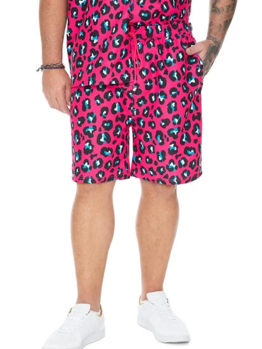 BUILT N FIT Men's Neon Animal Print Workout Shorts - Gym & Training Athletic Apparel