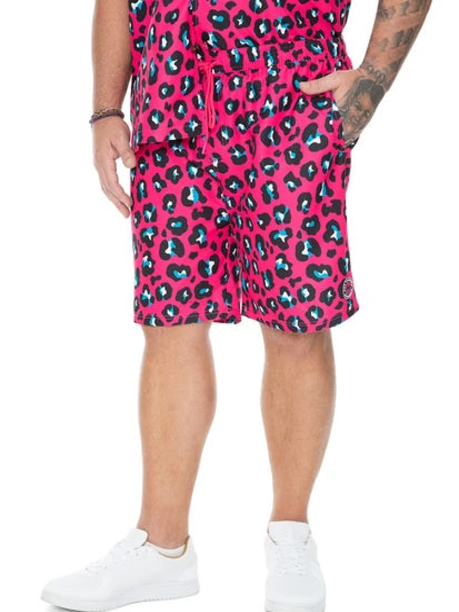BUILT N FIT Men's Neon Animal Print Workout Shorts - Gym & Training Athletic Apparel