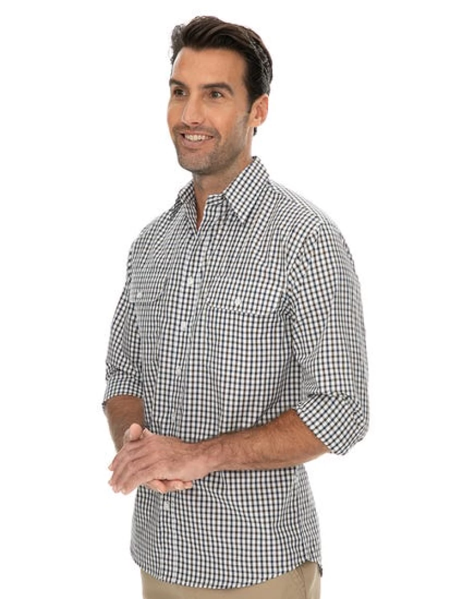 Bisley Men's Long Sleeve Check Shirt in Brown - Classic Plaid Button-Up for Men